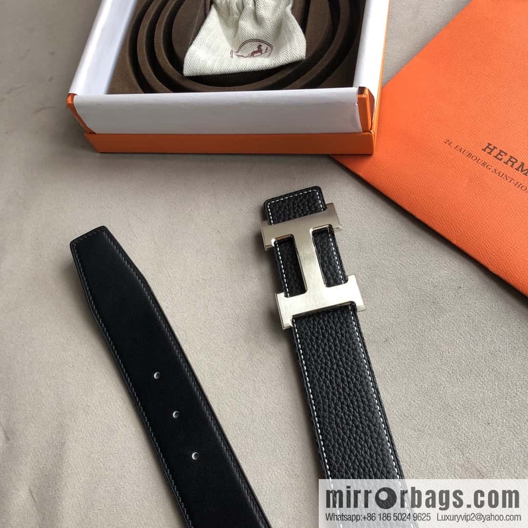 Hermes Hermes, men's 3.8cm classic stainless steel H solder joint metal buckle belt