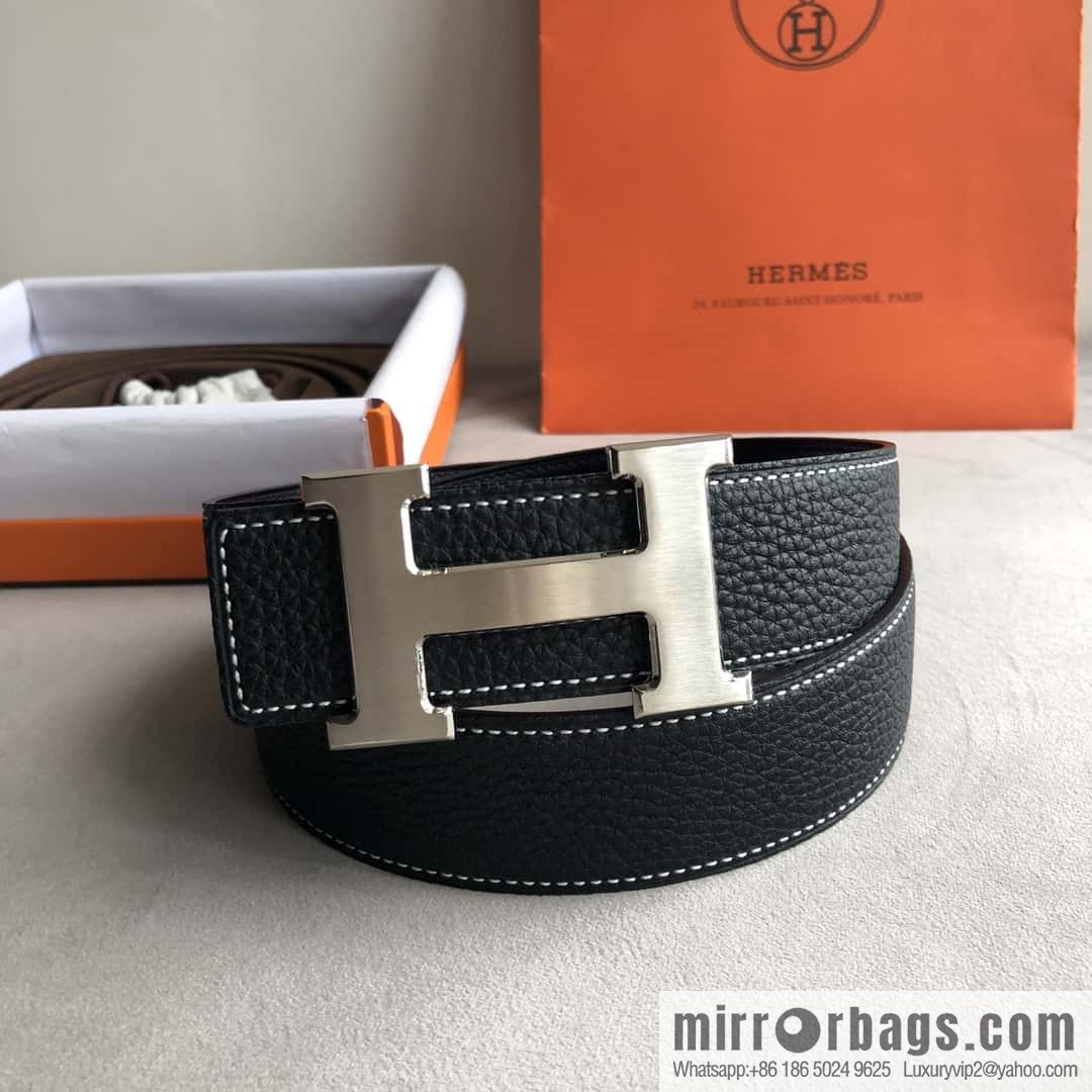 Hermes Hermes, men's 3.8cm classic stainless steel H solder joint metal buckle belt