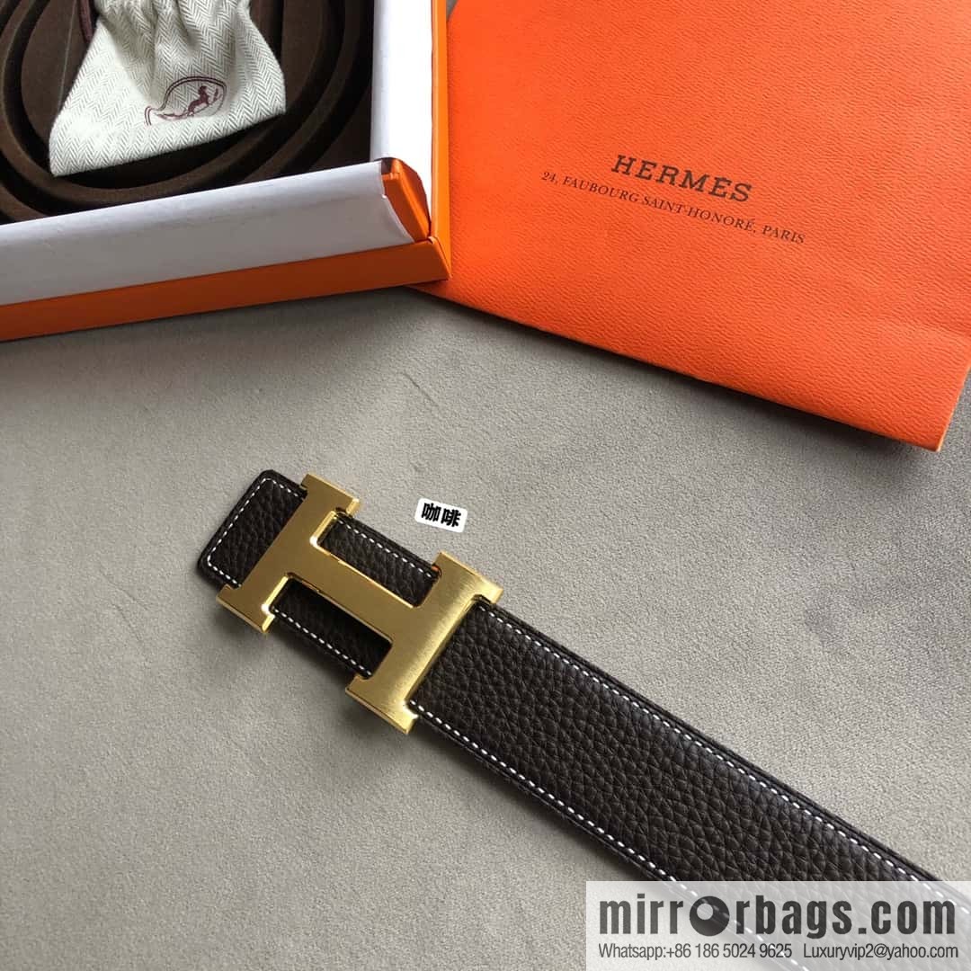 Hermes Hermes, men's 3.8cm classic stainless steel H solder joint metal buckle belt