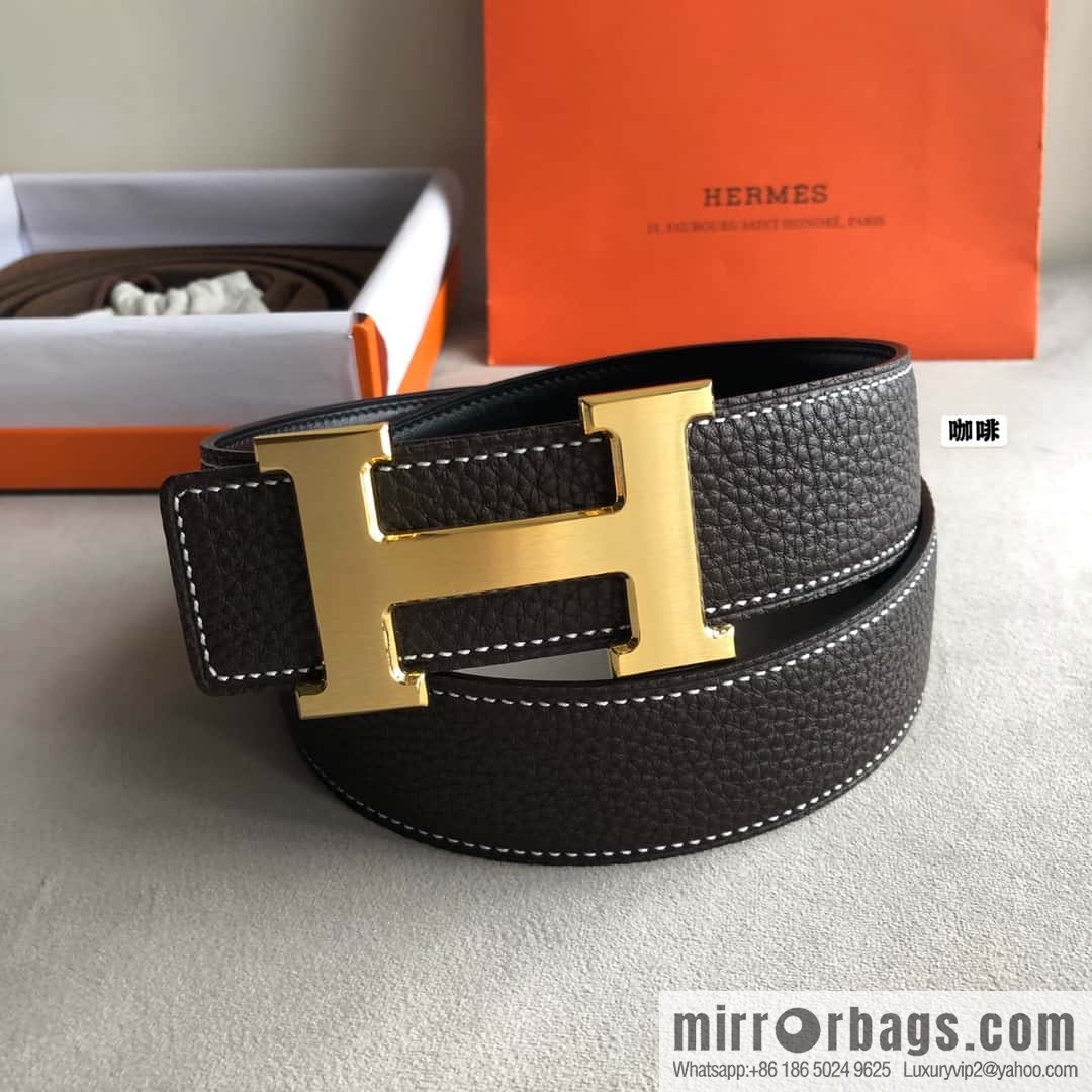 Hermes Hermes, men's 3.8cm classic stainless steel H solder joint metal buckle belt