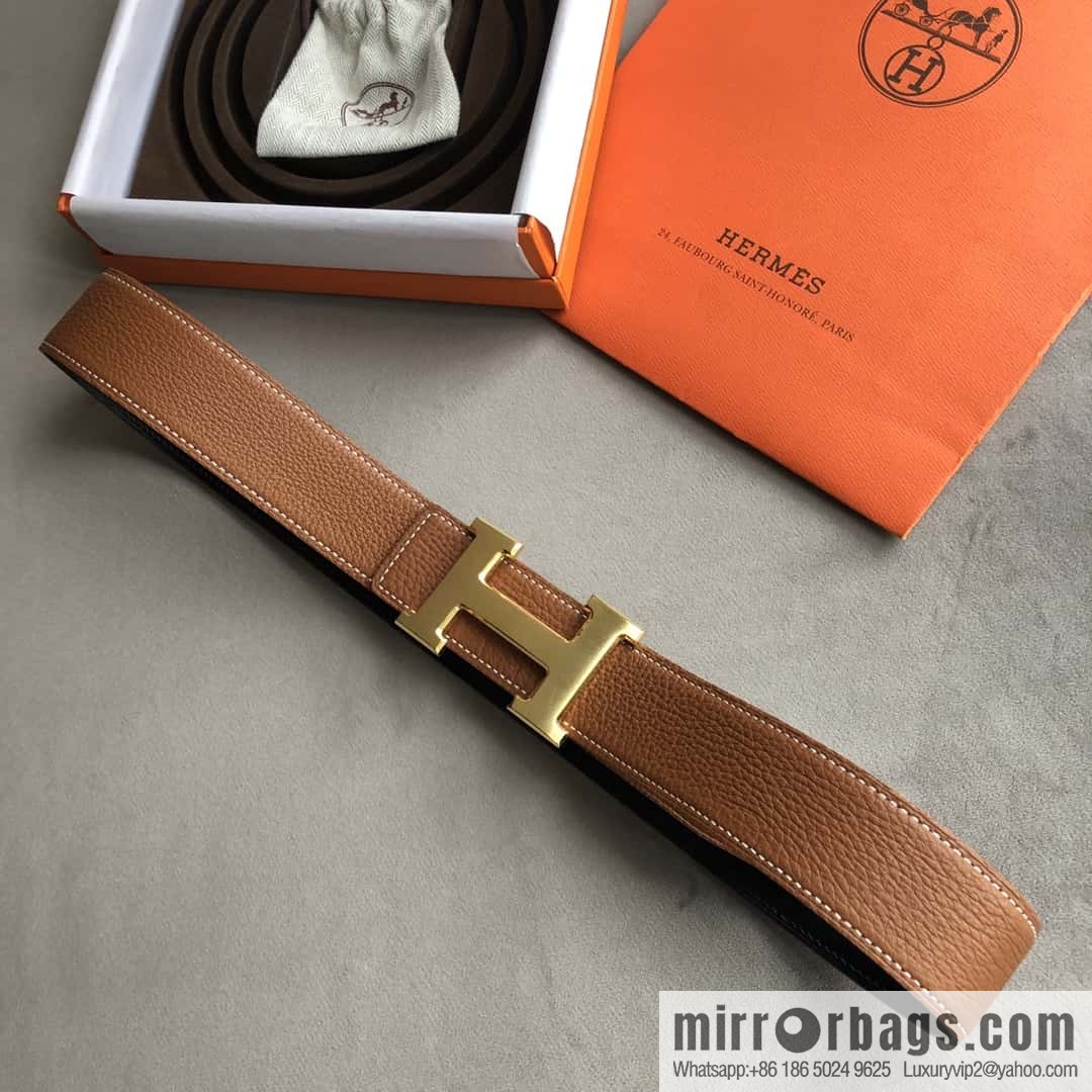 Hermes Hermes, men's 3.8cm classic stainless steel H solder joint metal buckle belt