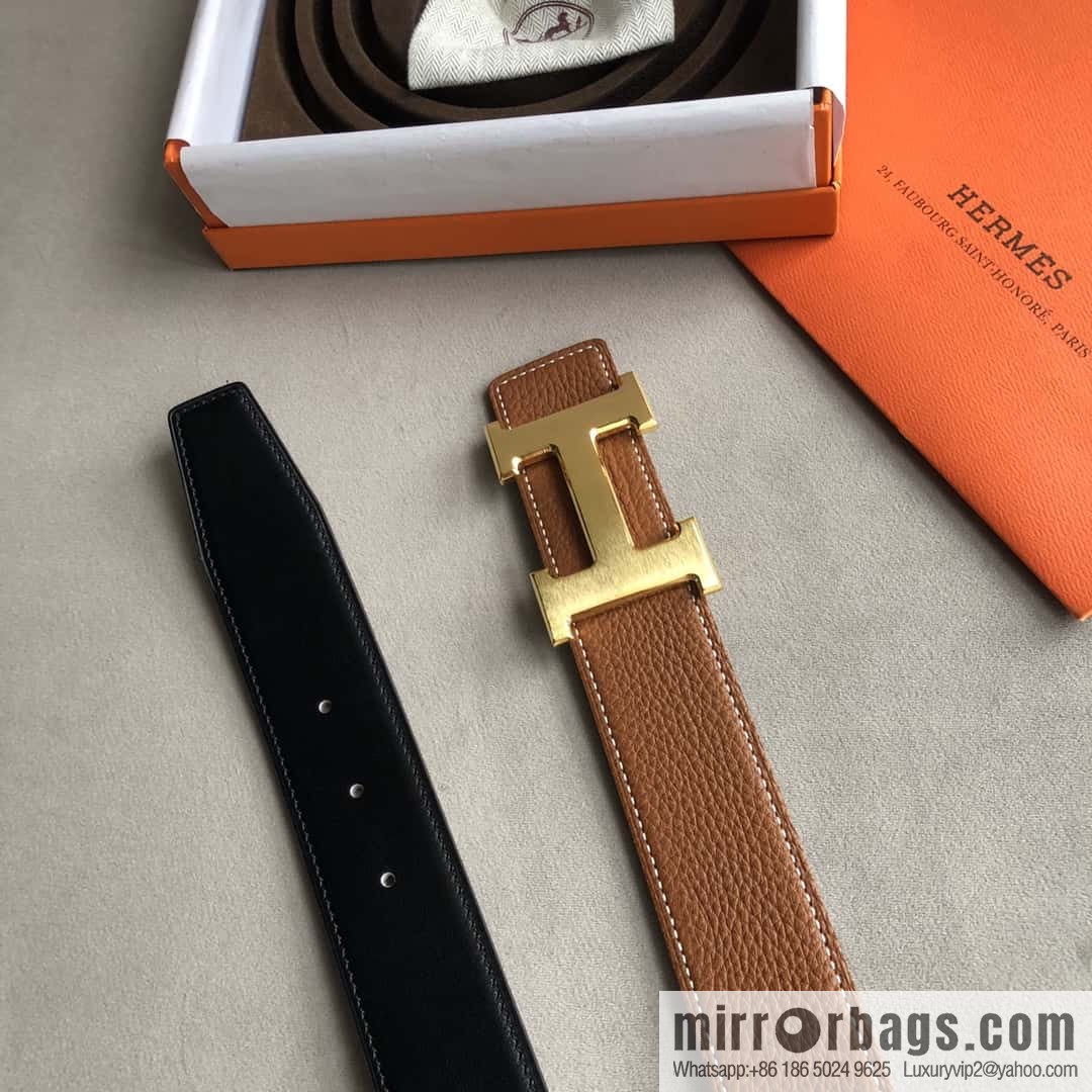 Hermes Hermes, men's 3.8cm classic stainless steel H solder joint metal buckle belt