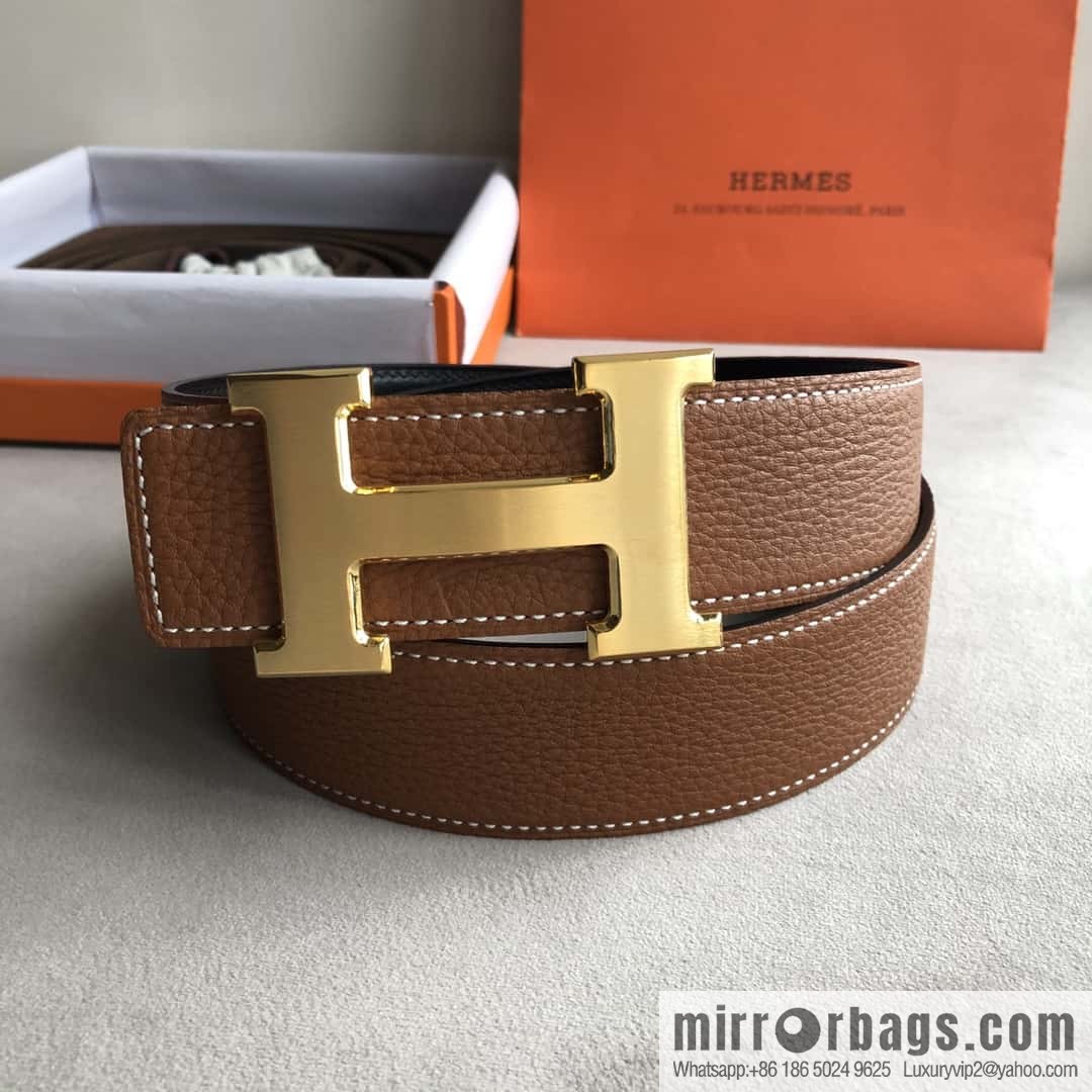 Hermes Hermes, men's 3.8cm classic stainless steel H solder joint metal buckle belt