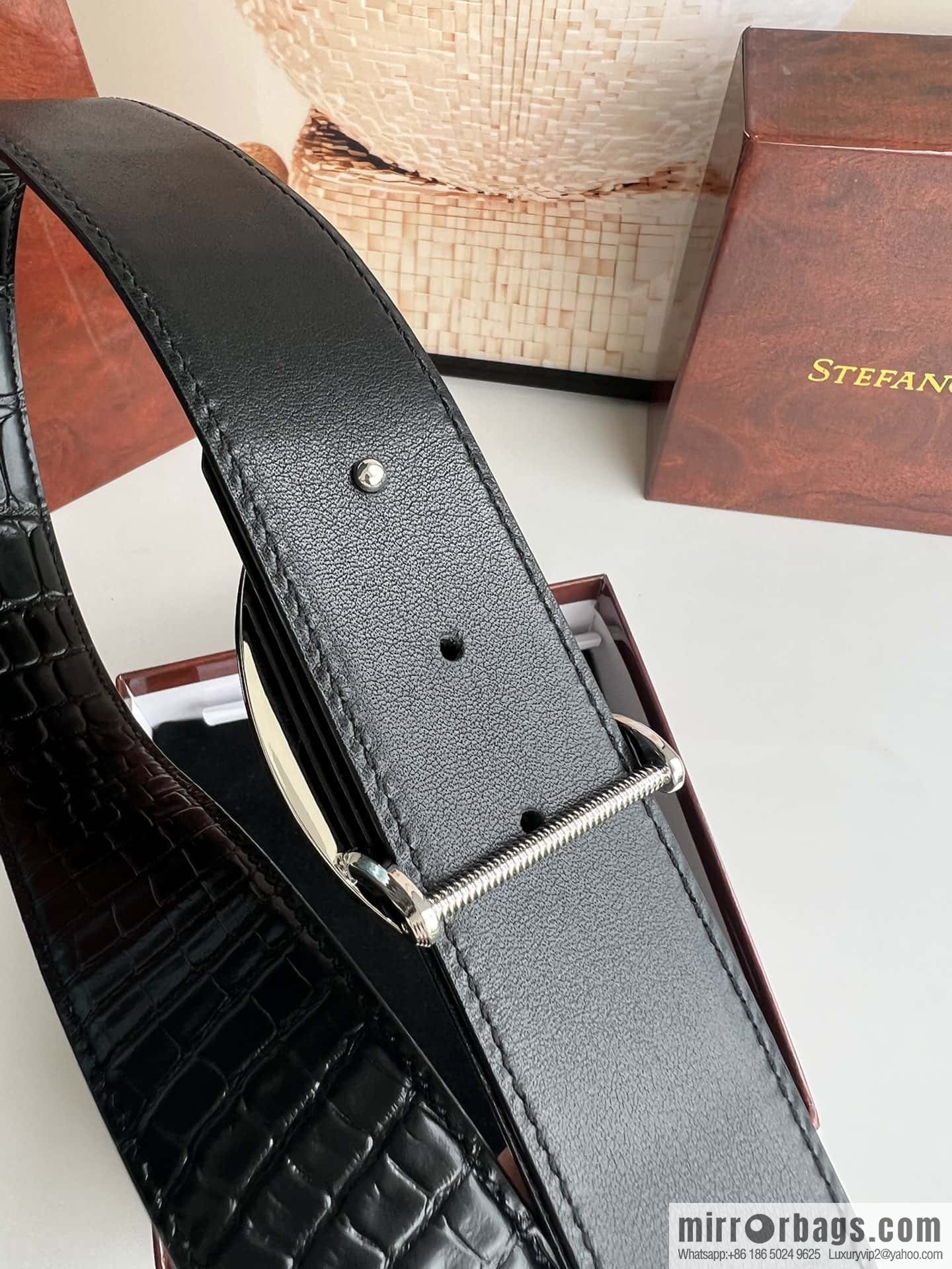 Stefano Ricci Stephen, eagle head with diamond cut buckle, crocodile leather belt 3.8cm