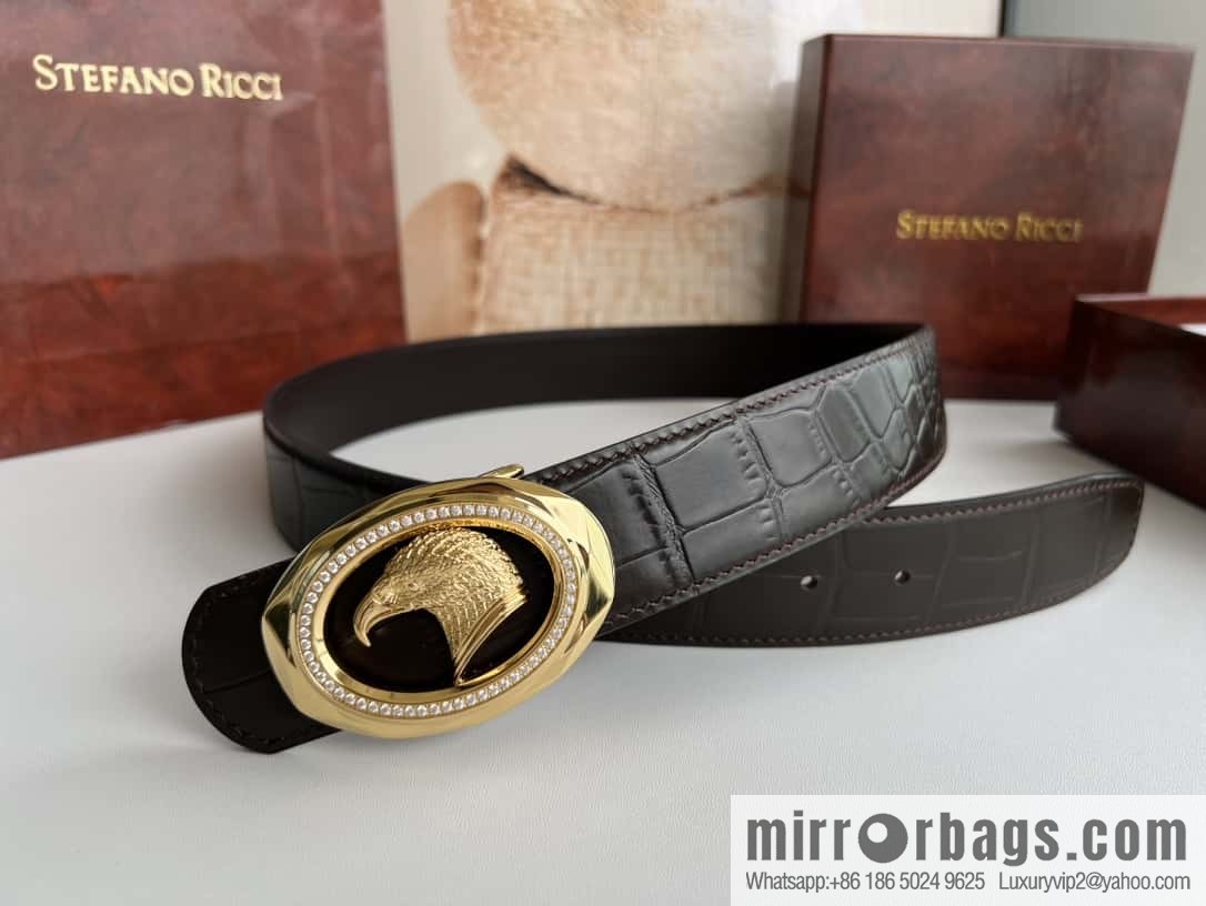 Stefano Ricci Stephen, eagle head with diamond cut buckle, crocodile leather belt 3.8cm