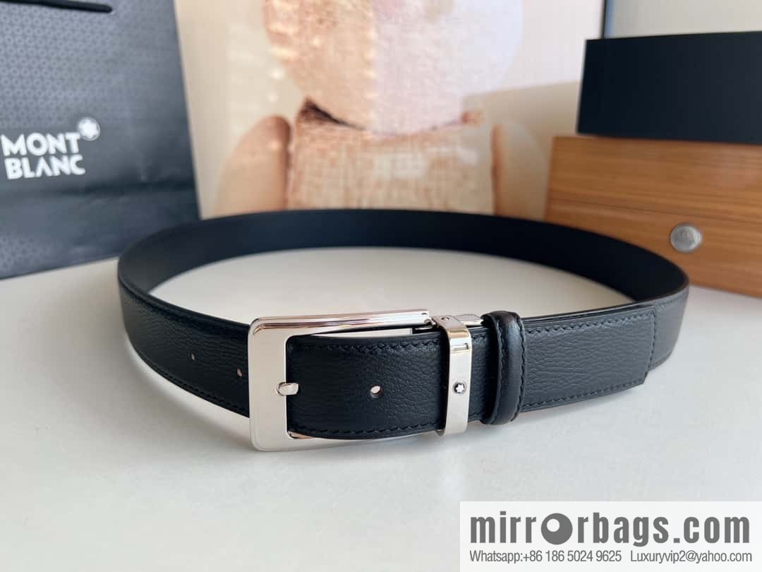 MONTBLANC Montblanc 3.5cm metal pin buckle first layer cowhide belt