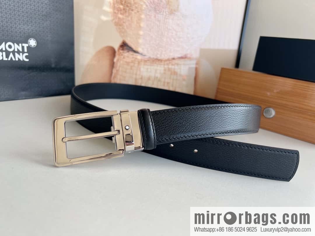 MONTBLANC Montblanc 3.5cm metal pin buckle first layer cowhide belt