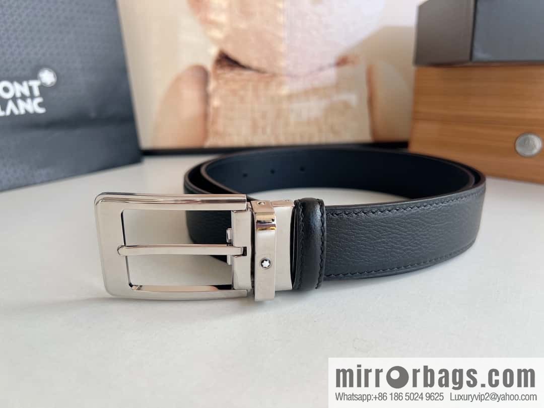 MONTBLANC Montblanc 3.5cm metal pin buckle first layer cowhide belt
