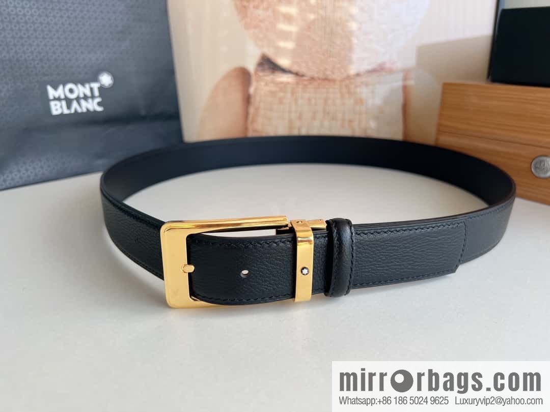 MONTBLANC Montblanc 3.5cm metal pin buckle first layer cowhide belt