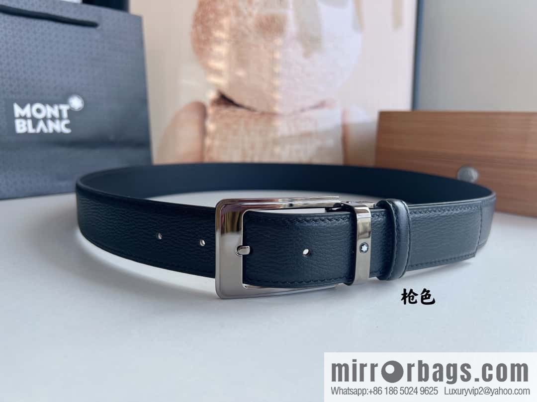 MONTBLANC Montblanc 3.5cm metal pin buckle first layer cowhide belt