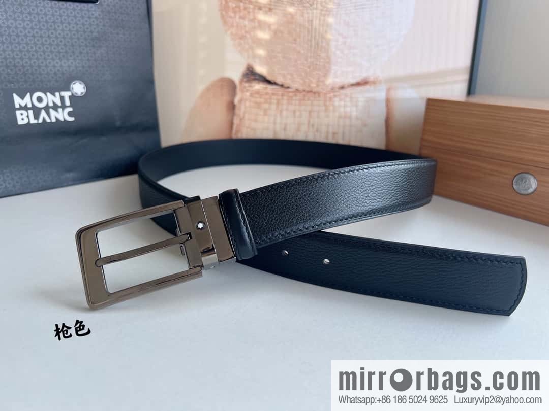 MONTBLANC Montblanc 3.5cm metal pin buckle first layer cowhide belt