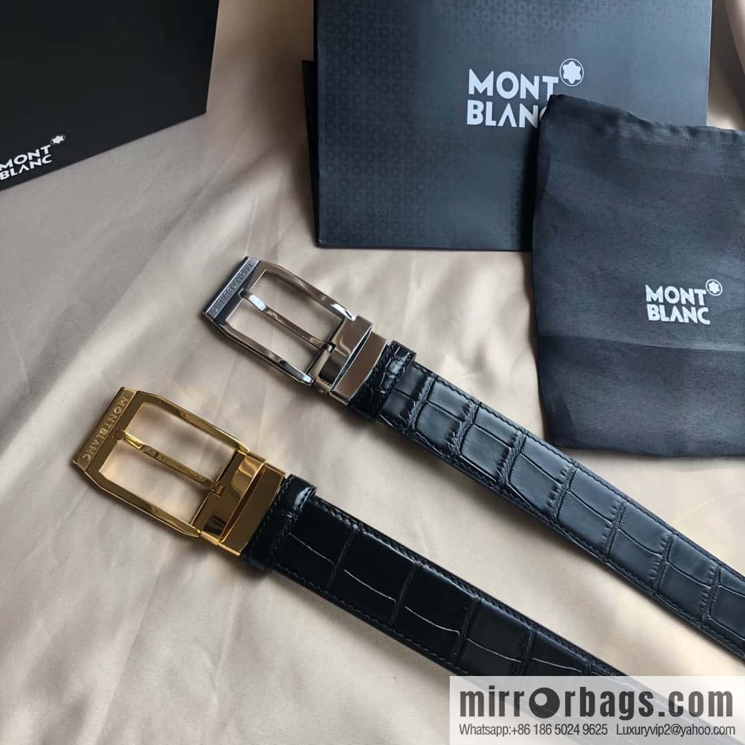 MONTBLANC Montblanc 3.5cm delicate needle metal buckle, first layer cowhide belt