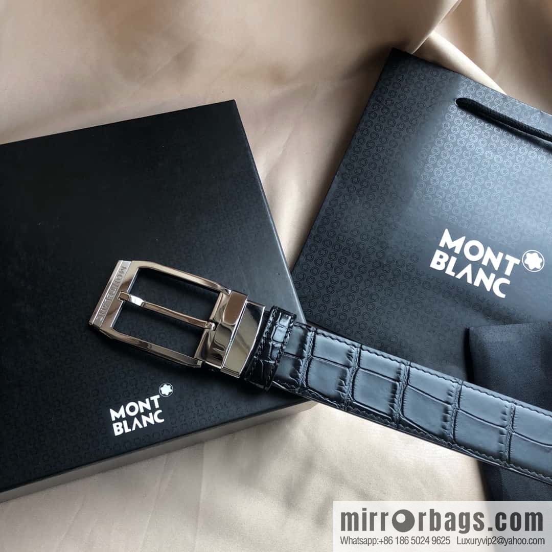 MONTBLANC Montblanc 3.5cm delicate needle metal buckle, first layer cowhide belt