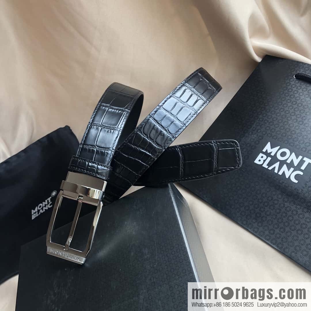 MONTBLANC Montblanc 3.5cm delicate needle metal buckle, first layer cowhide belt