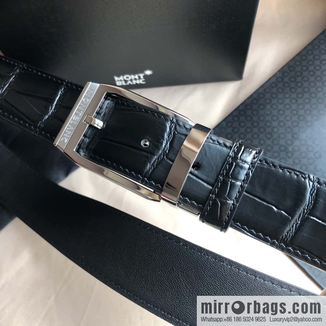 MONTBLANC Montblanc 3.5cm delicate needle metal buckle, first layer cowhide belt