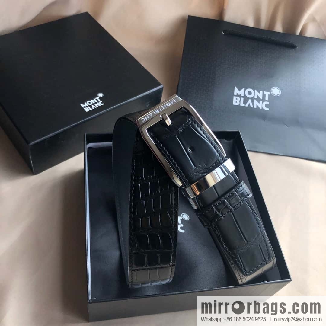 MONTBLANC Montblanc 3.5cm delicate needle metal buckle, first layer cowhide belt