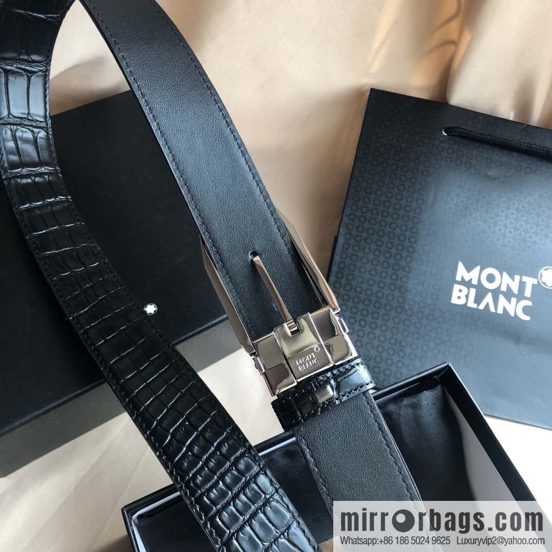 MONTBLANC Montblanc 3.5cm delicate needle metal buckle, first layer cowhide belt