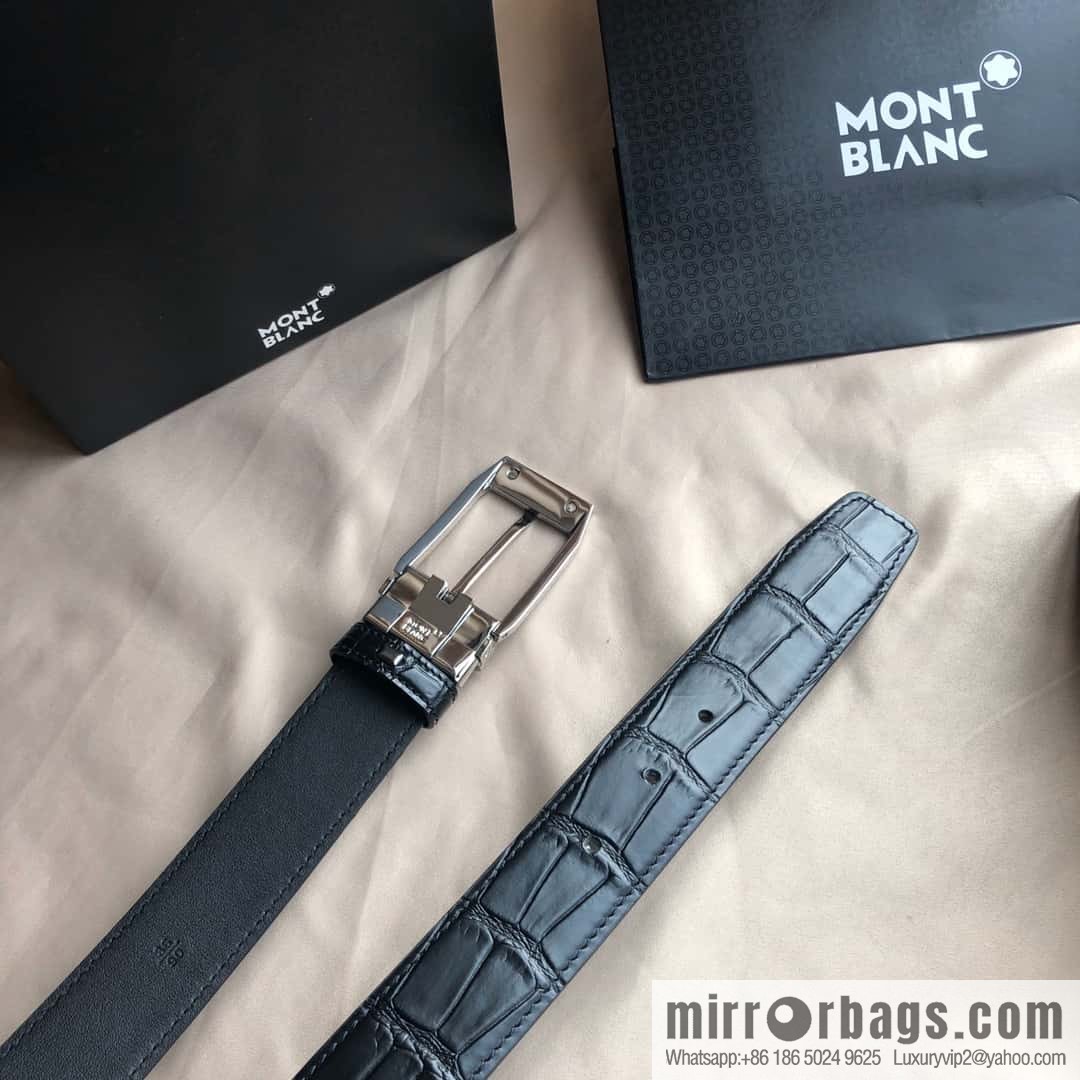 MONTBLANC Montblanc 3.5cm delicate needle metal buckle, first layer cowhide belt
