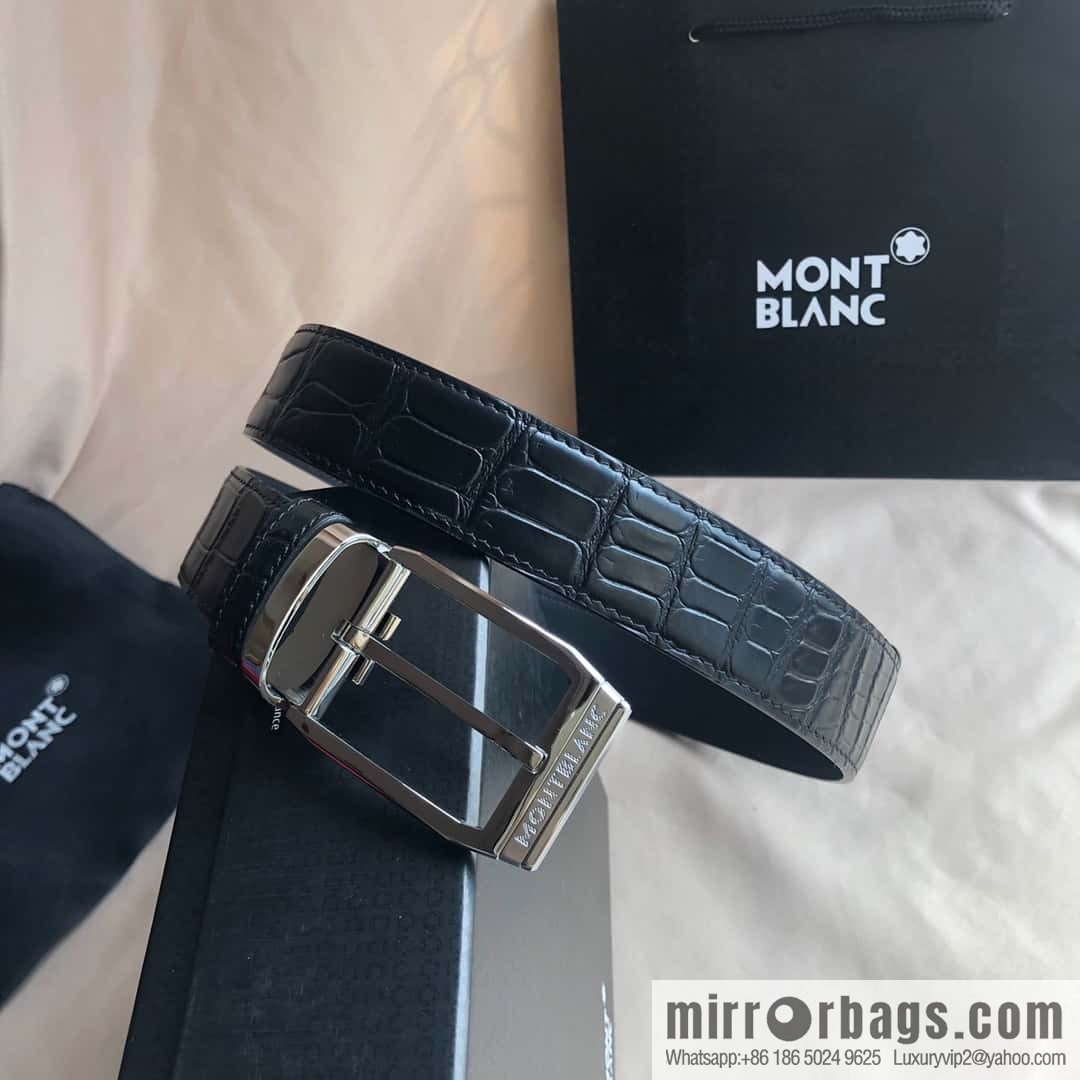MONTBLANC Montblanc 3.5cm delicate needle metal buckle, first layer cowhide belt