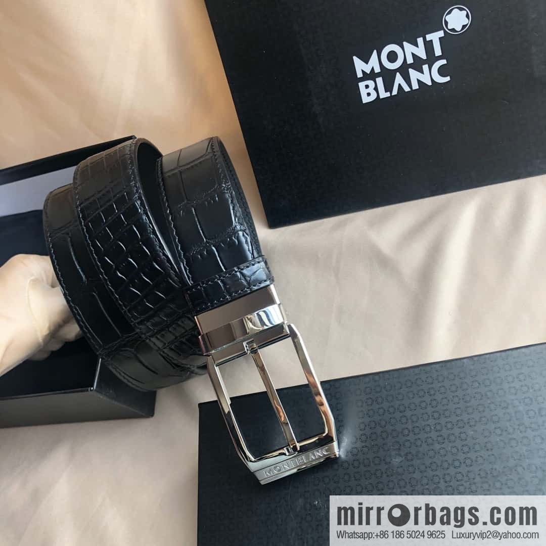 MONTBLANC Montblanc 3.5cm delicate needle metal buckle, first layer cowhide belt