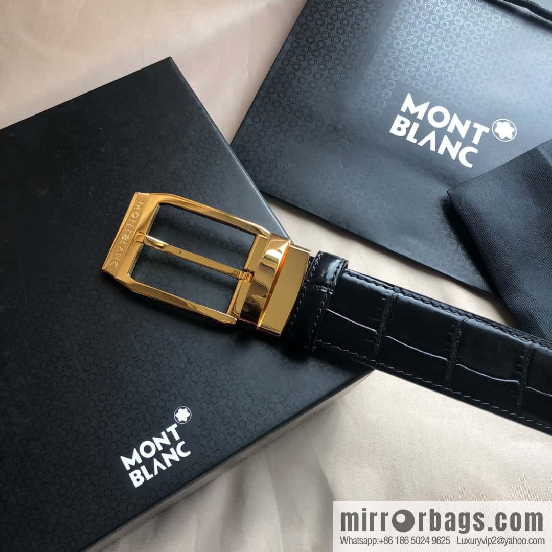 MONTBLANC Montblanc 3.5cm delicate needle metal buckle, first layer cowhide belt