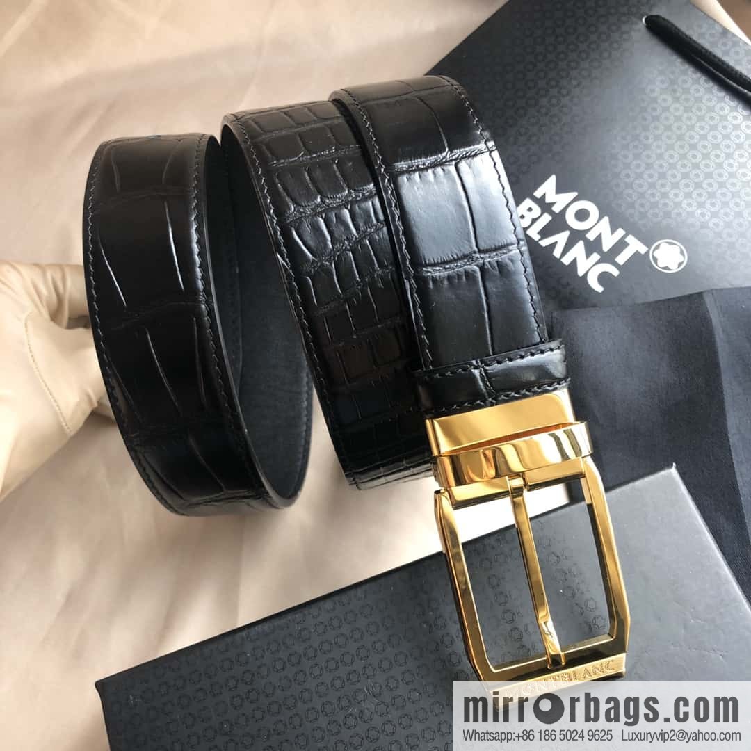 MONTBLANC Montblanc 3.5cm delicate needle metal buckle, first layer cowhide belt