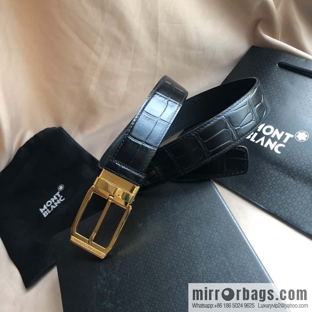 MONTBLANC Montblanc 3.5cm delicate needle metal buckle, first layer cowhide belt