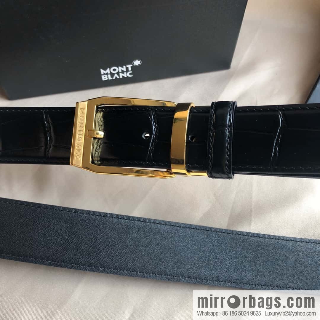 MONTBLANC Montblanc 3.5cm delicate needle metal buckle, first layer cowhide belt