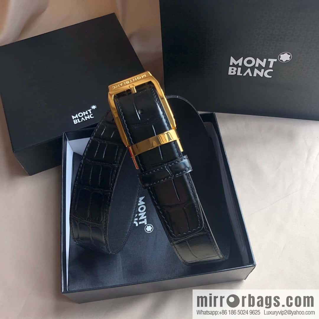 MONTBLANC Montblanc 3.5cm delicate needle metal buckle, first layer cowhide belt