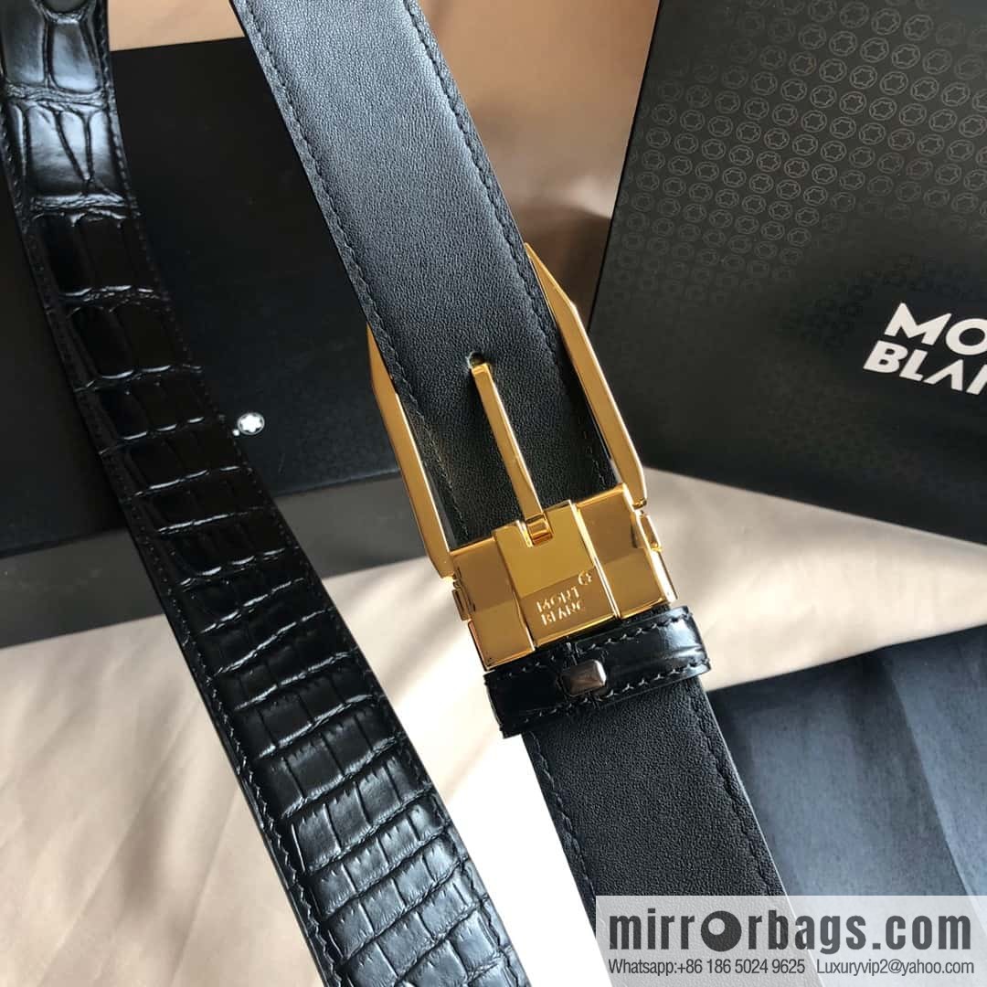 MONTBLANC Montblanc 3.5cm delicate needle metal buckle, first layer cowhide belt