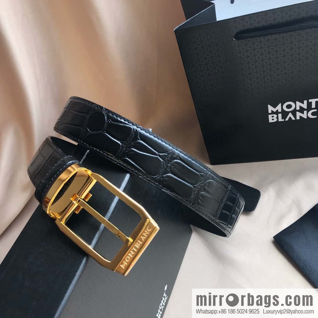 MONTBLANC Montblanc 3.5cm delicate needle metal buckle, first layer cowhide belt