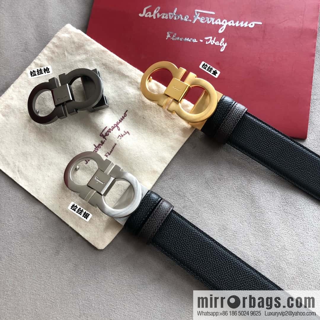 Ferragamo Ferragamo, Men's 3.5cm Classic Metal Clip Buckle Cowhide Cross Belt