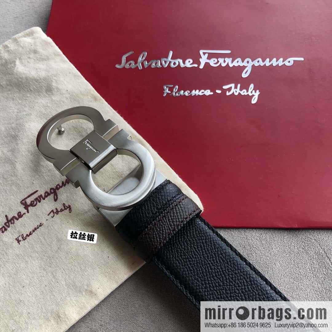 Ferragamo Ferragamo, Men's 3.5cm Classic Metal Clip Buckle Cowhide Cross Belt