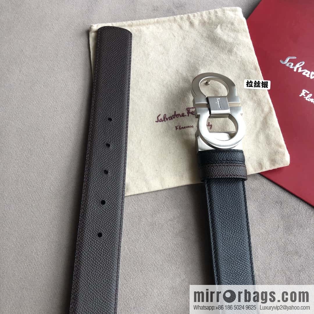 Ferragamo Ferragamo, Men's 3.5cm Classic Metal Clip Buckle Cowhide Cross Belt