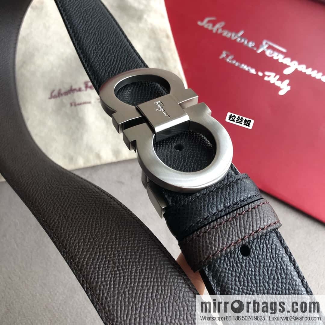 Ferragamo Ferragamo, Men's 3.5cm Classic Metal Clip Buckle Cowhide Cross Belt