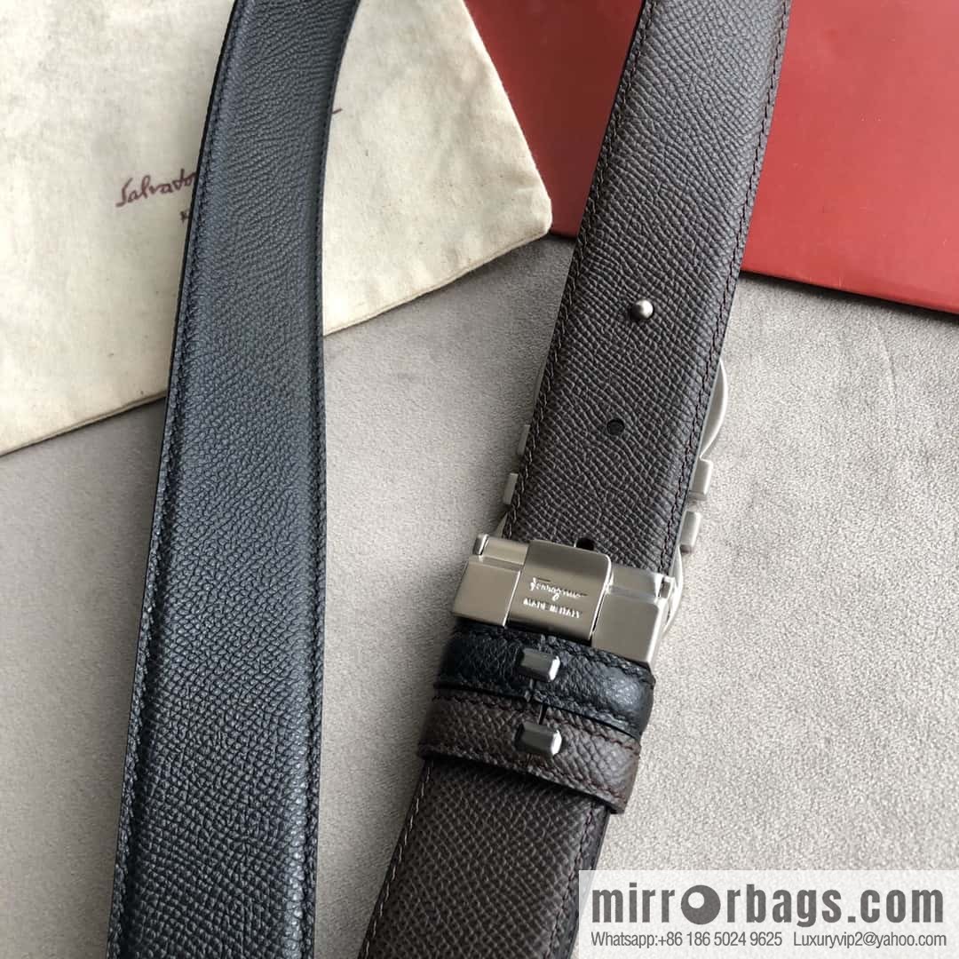 Ferragamo Ferragamo, Men's 3.5cm Classic Metal Clip Buckle Cowhide Cross Belt