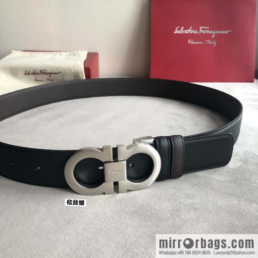 Ferragamo Ferragamo, Men's 3.5cm Classic Metal Clip Buckle Cowhide Cross Belt