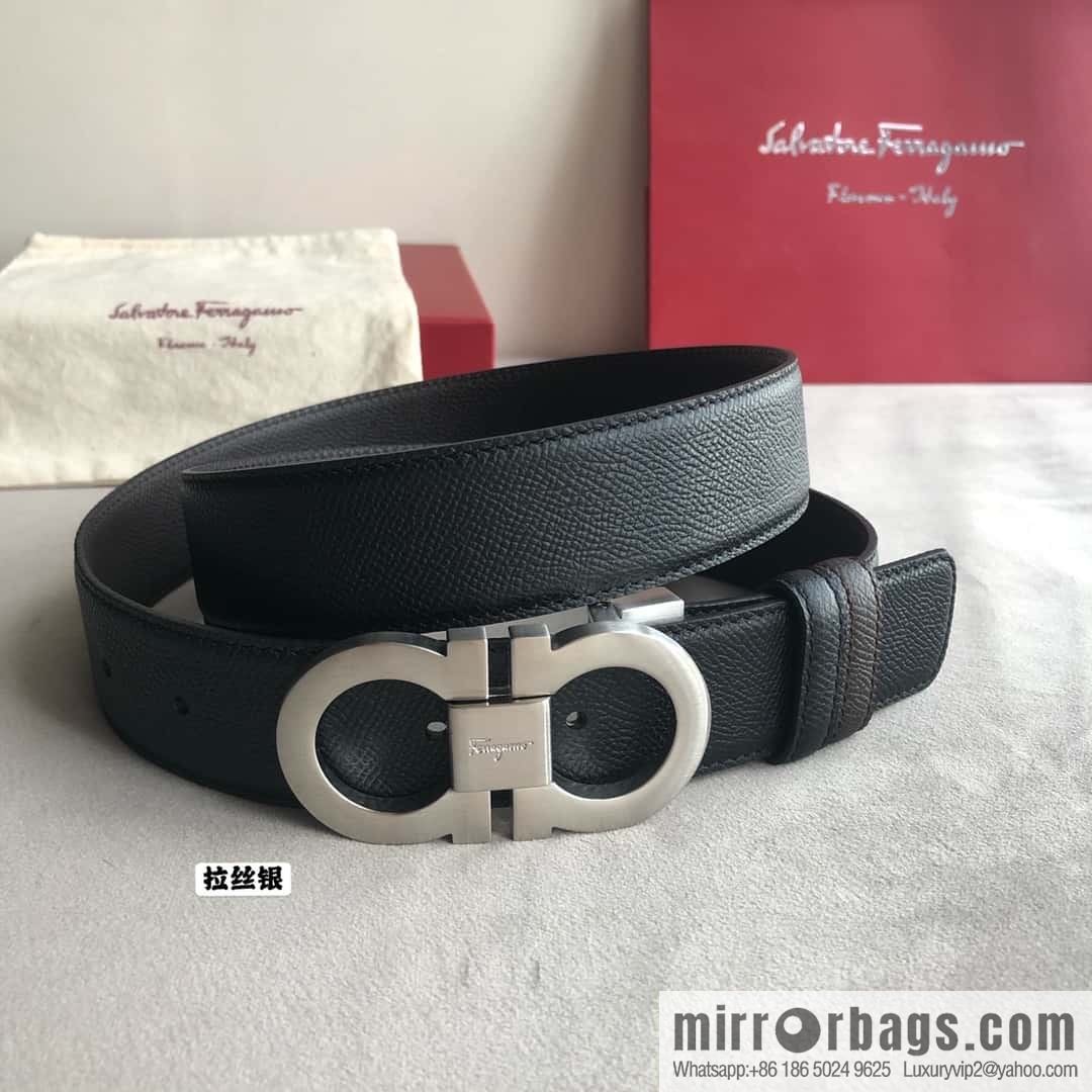 Ferragamo Ferragamo, Men's 3.5cm Classic Metal Clip Buckle Cowhide Cross Belt