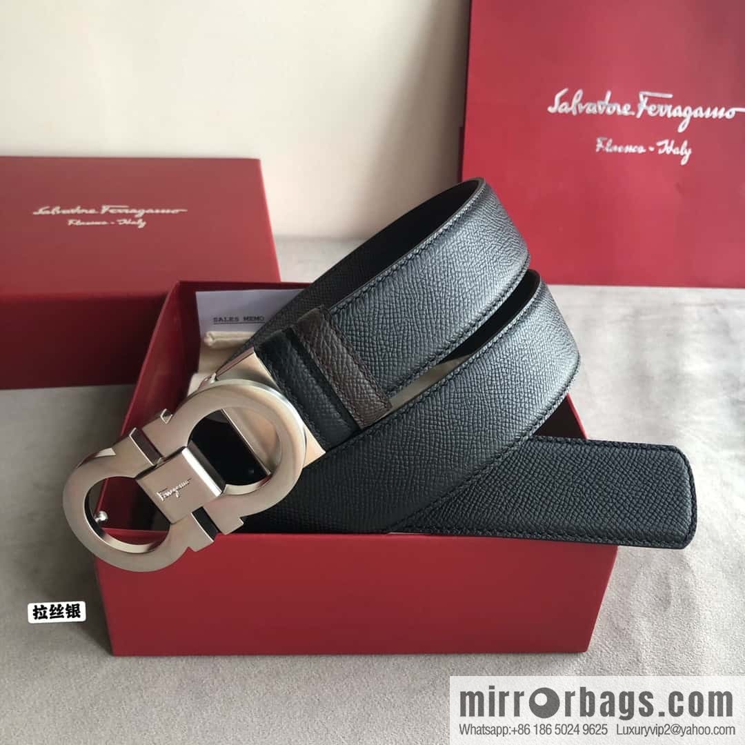 Ferragamo Ferragamo, Men's 3.5cm Classic Metal Clip Buckle Cowhide Cross Belt