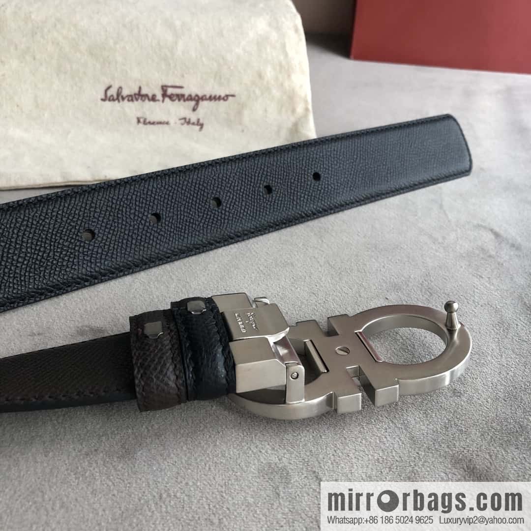 Ferragamo Ferragamo, Men's 3.5cm Classic Metal Clip Buckle Cowhide Cross Belt