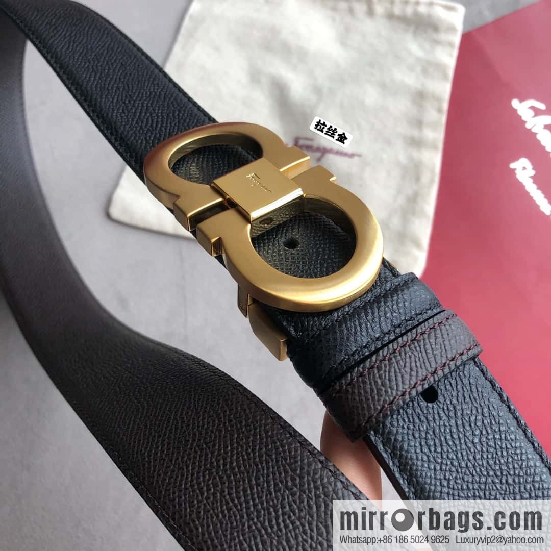Ferragamo Ferragamo, Men's 3.5cm Classic Metal Clip Buckle Cowhide Cross Belt