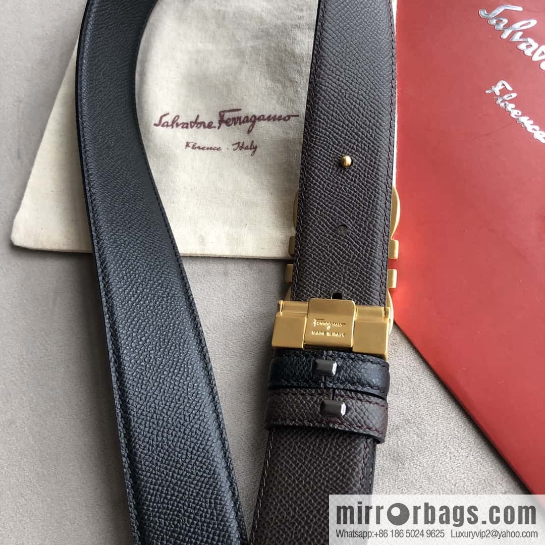 Ferragamo Ferragamo, Men's 3.5cm Classic Metal Clip Buckle Cowhide Cross Belt