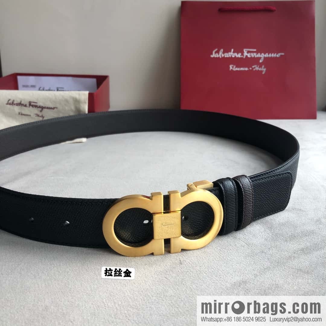 Ferragamo Ferragamo, Men's 3.5cm Classic Metal Clip Buckle Cowhide Cross Belt