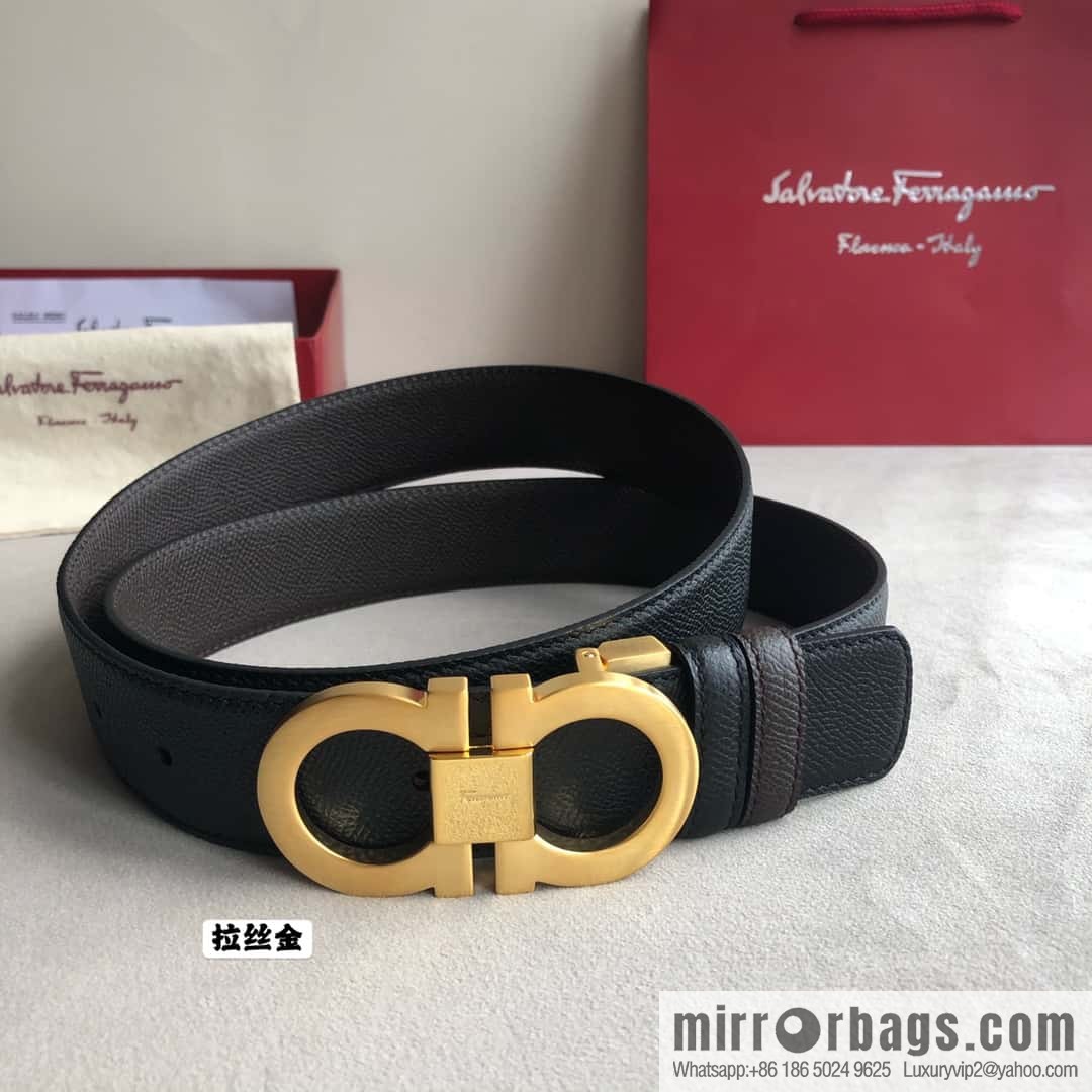 Ferragamo Ferragamo, Men's 3.5cm Classic Metal Clip Buckle Cowhide Cross Belt