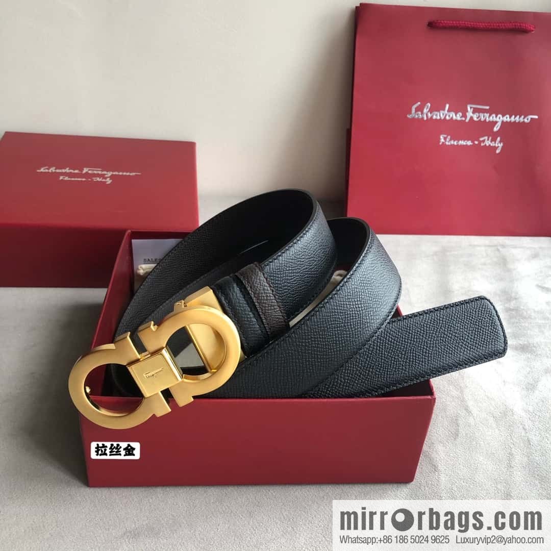 Ferragamo Ferragamo, Men's 3.5cm Classic Metal Clip Buckle Cowhide Cross Belt