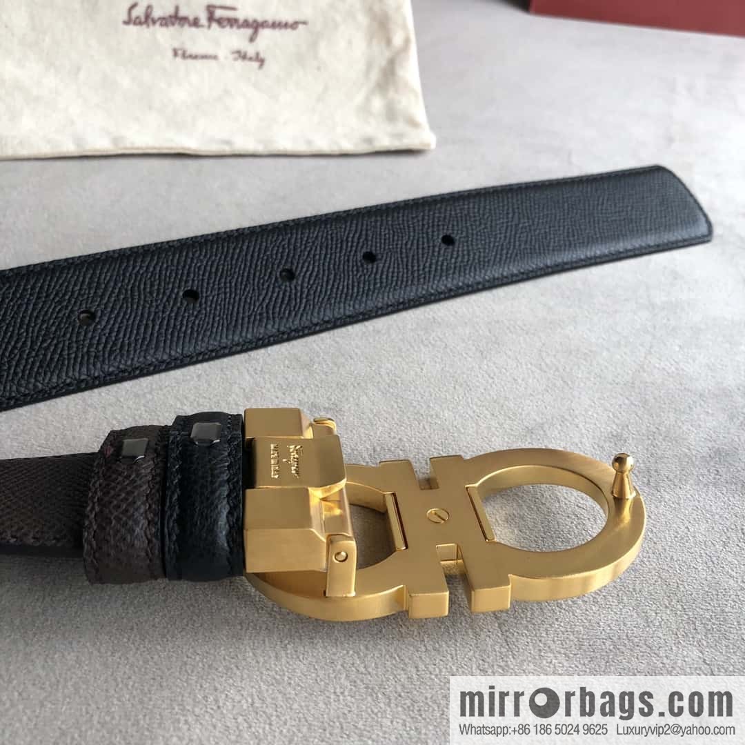 Ferragamo Ferragamo, Men's 3.5cm Classic Metal Clip Buckle Cowhide Cross Belt