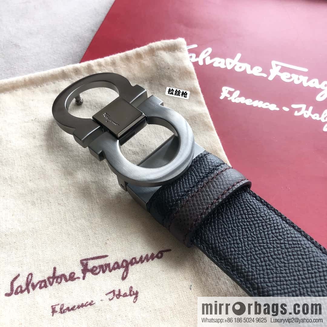 Ferragamo Ferragamo, Men's 3.5cm Classic Metal Clip Buckle Cowhide Cross Belt