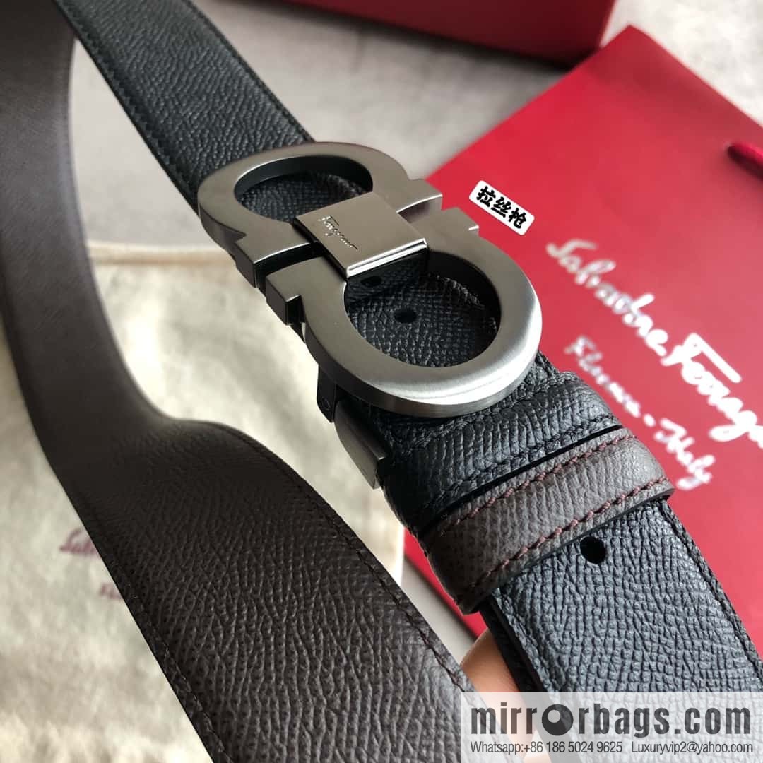 Ferragamo Ferragamo, Men's 3.5cm Classic Metal Clip Buckle Cowhide Cross Belt