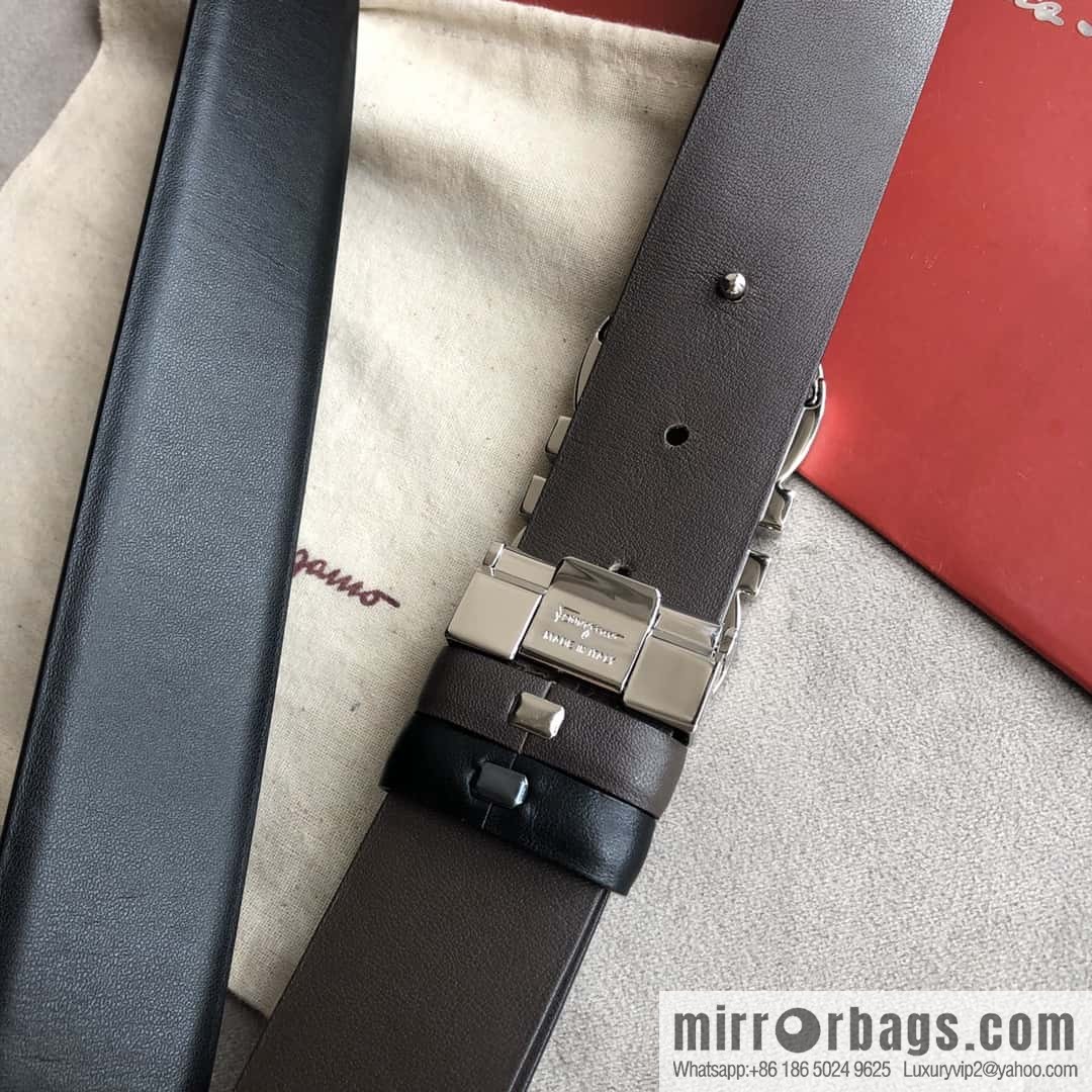 Ferragamo Ferragamo, Men's 3.5cm Classic Metal Clip Buckle Cowhide Cross Belt