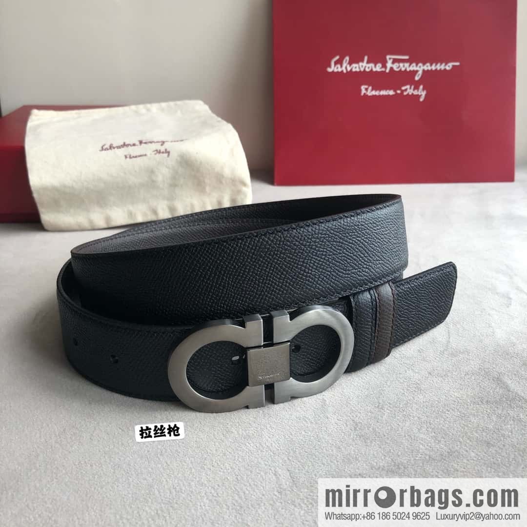 Ferragamo Ferragamo, Men's 3.5cm Classic Metal Clip Buckle Cowhide Cross Belt